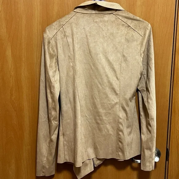 3/$25 - Mote Women's Lightweight Faux Suede Zip-up Drape Jacket - Small - Picture 4 of 5